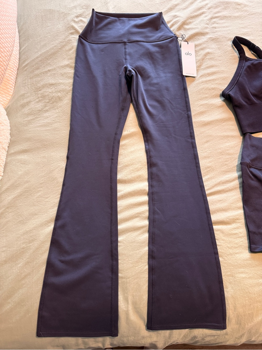 Alo Airbrush High-Waist Bootcut Leggings - Small - Navy - Full